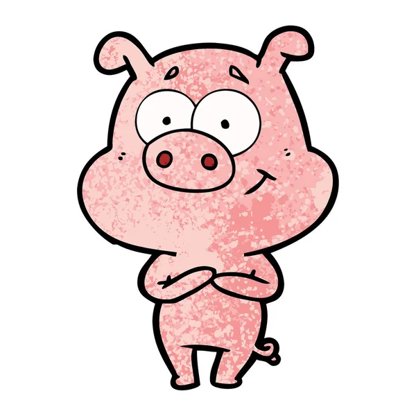 Vector Illustration Happy Cartoon Pig — Stock Vector