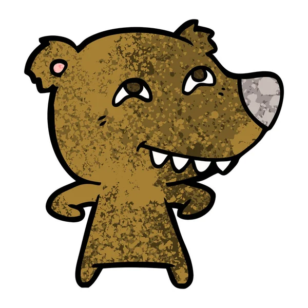 Kreskówka Niedźwiedź Wyświetlono Zębów — Wektor stockowy