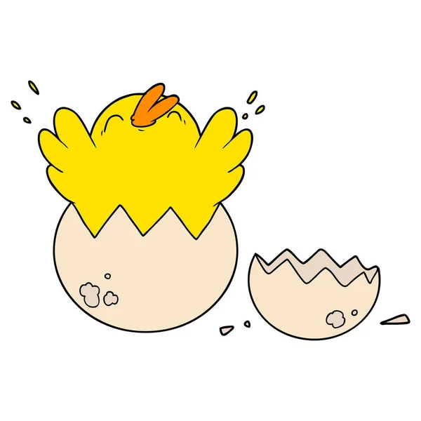 卵から孵化漫画ひよこ — ストックベクタ