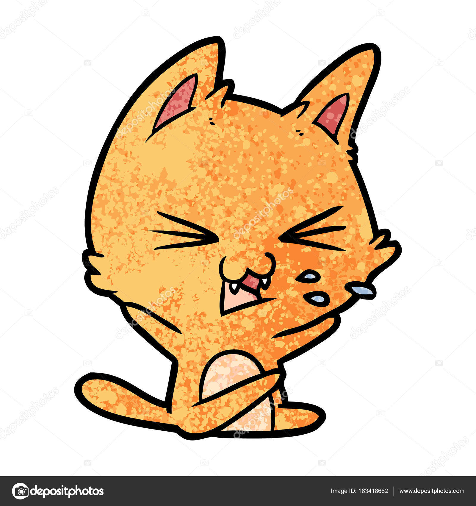 Vektör Çizim Karikatür Kedi Tıslama — Stok Vektör © lineartestpilot