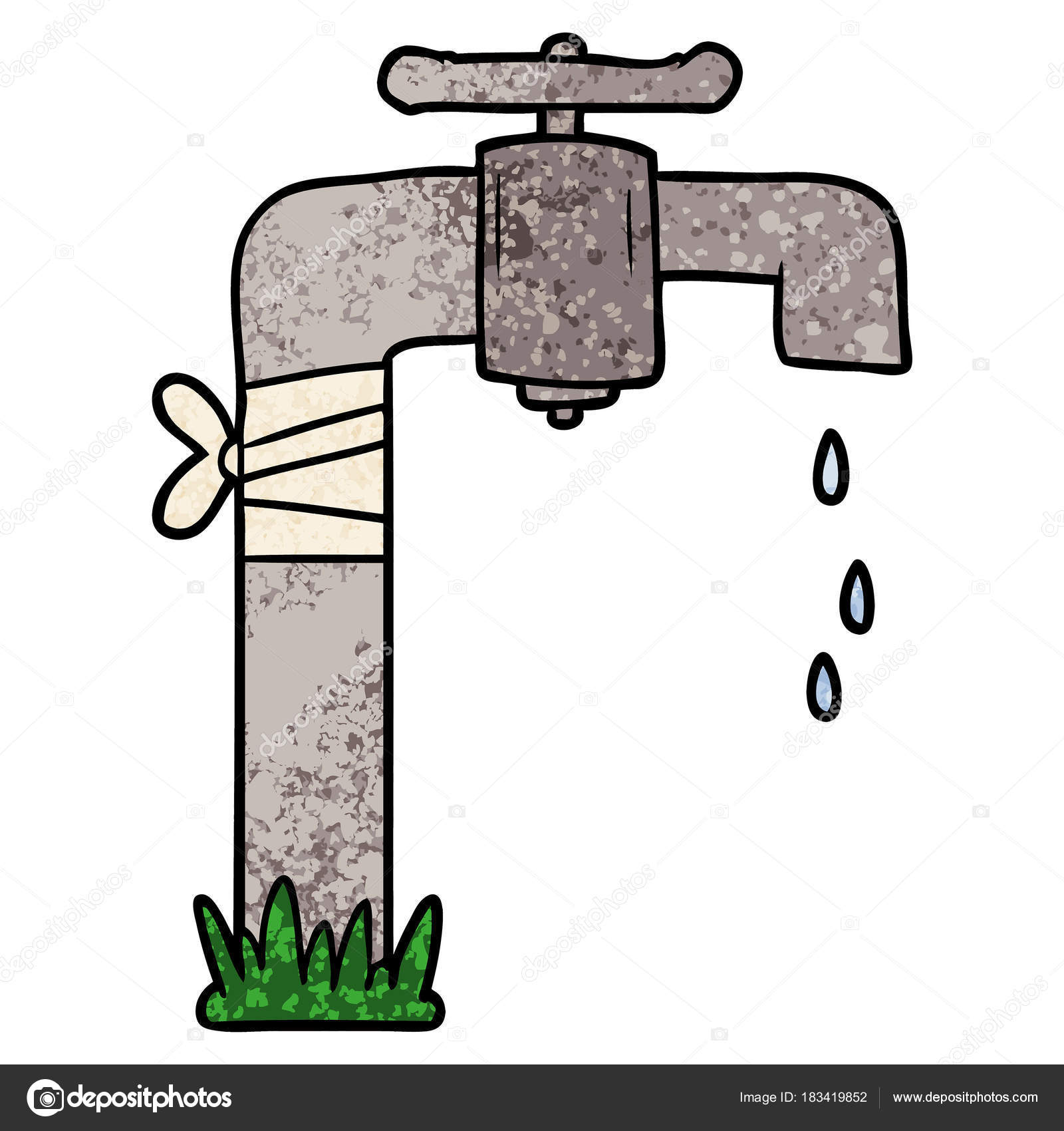 Robinet Eau Vieux Dessin Animé Image Vectorielle