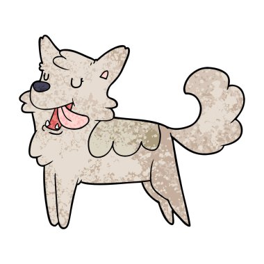 Vektör çizim karikatür mutlu köpek