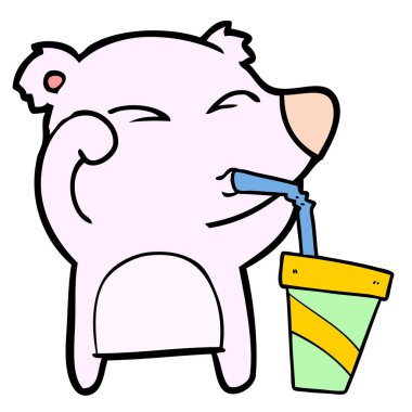 yorgun ayı soda içme gözlerini ovuşturarak çizgi film