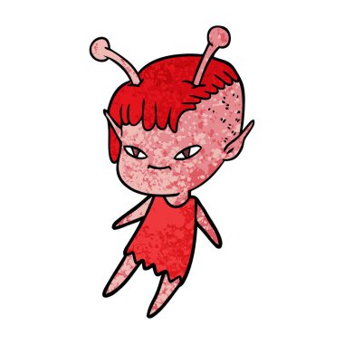 sevimli çizgi uzaylı kız