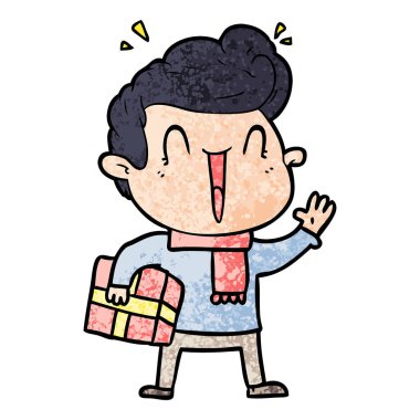 vektör çizim karikatür dostum heyecanlı