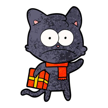 vektör çizim karikatür gergin kedi