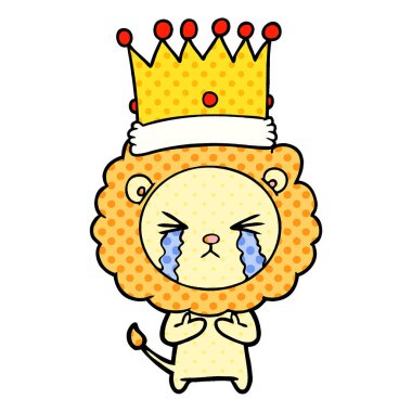 vektör çizim aslan ağlıyor çizgi film