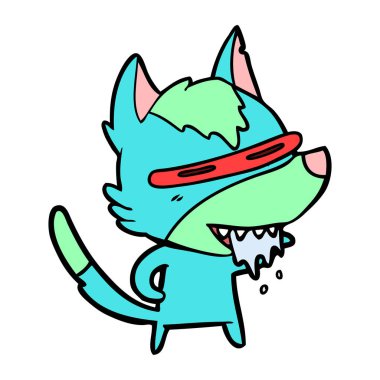 vektör çizim karikatür aç kurt