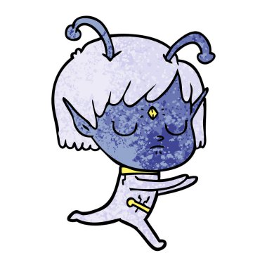 vektör çizim karikatür uzaylı kız