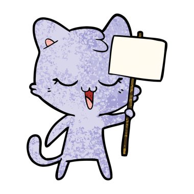 vektör çizim karikatür mutlu kedi