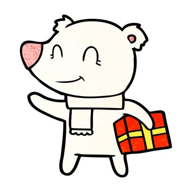 Kutup ayısı Noel mevcut karikatür ile