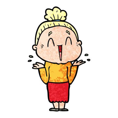 karikatür mutlu yaşlı kadın