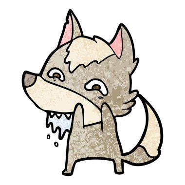 vektör çizim karikatür aç kurt