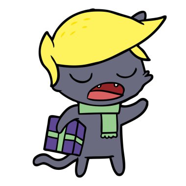 kedi karikatür konuşma vektör çizim