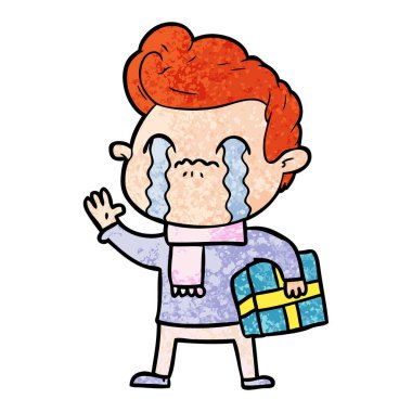 vektör çizim karikatür adam ağlıyor