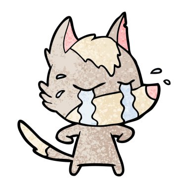 vektör çizim karikatür ağlayan kurt