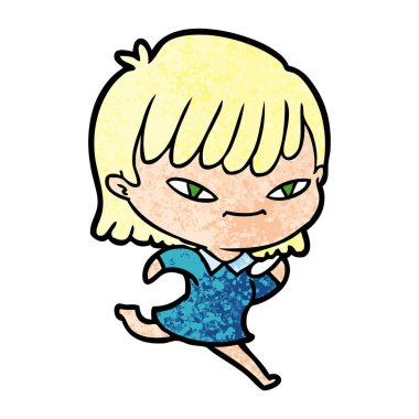 Çizgi filmdeki kadının vektör çizimi