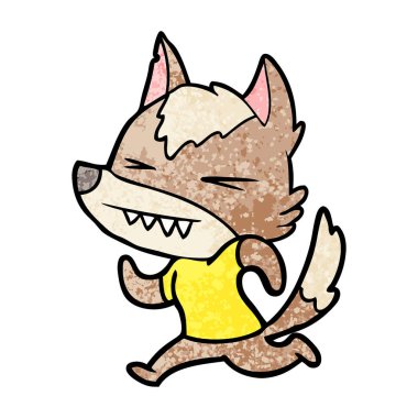 vektör çizim öfkeli wolf çizgi film