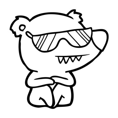 oturan serin kutup ayısı çizgi film