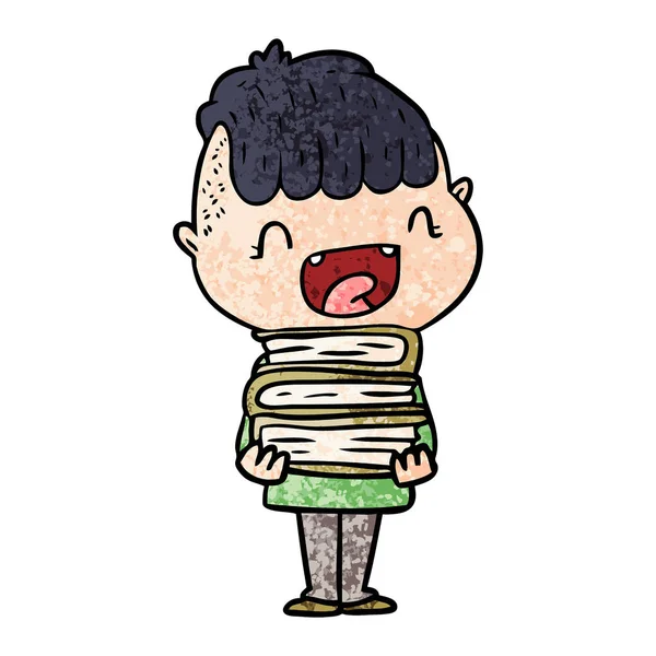 Γελοιογραφία Ευτυχισμένο Αγόρι Νέα Βιβλία — Διανυσματικό Αρχείο