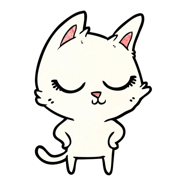 Vector Illustration Calm Cartoon Cat — Stock Vector