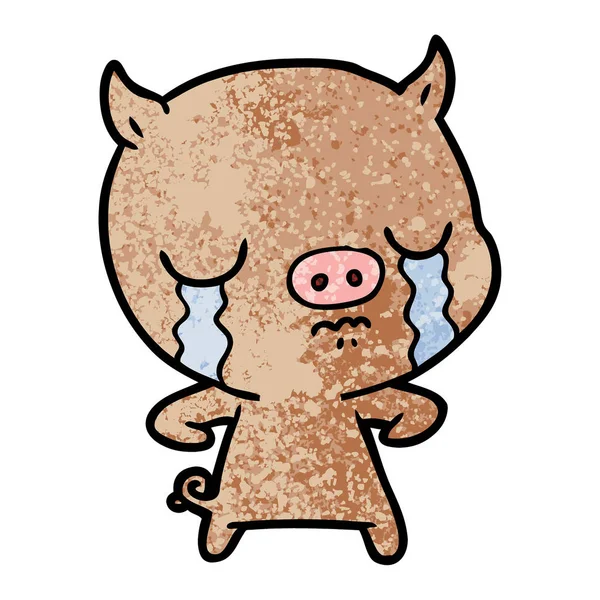 Illustration Vectorielle Cochon Dessin Animé Pleurer — Image vectorielle