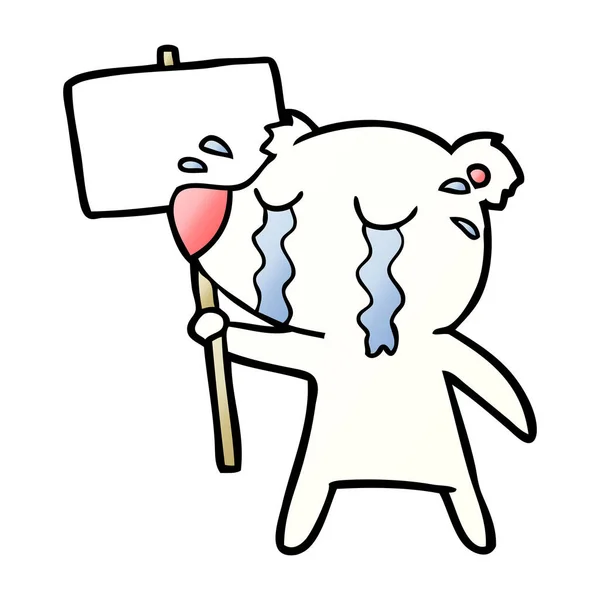 Triste Piccolo Cartone Animato Orso Polare — Vettoriale Stock