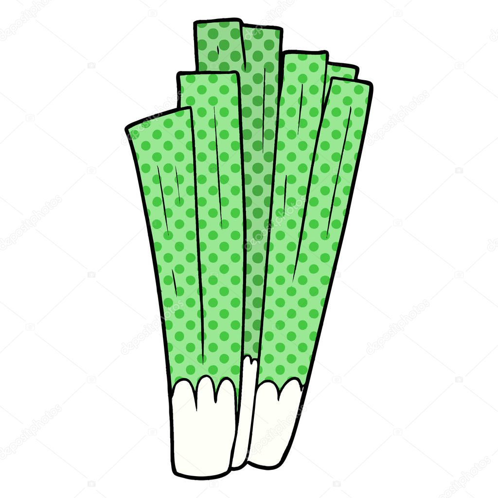 vector illustration of cartoon leeks