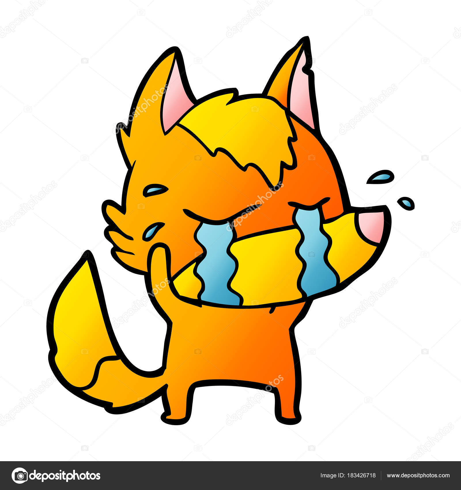 Personnage Dessin Animé Triste Petit Renard Image