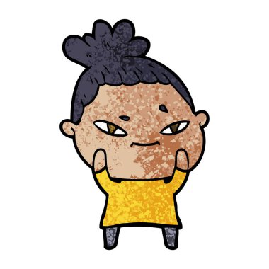 Çizgi filmdeki kadının vektör çizimi