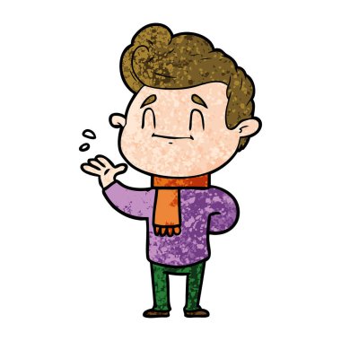 mutlu çizgi film adam vektör çizim