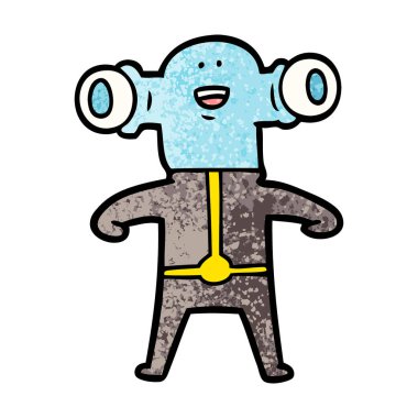 Dostu karikatür uzaylı vektör çizim