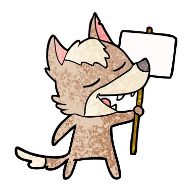 vektör çizim karikatür kurt gülen