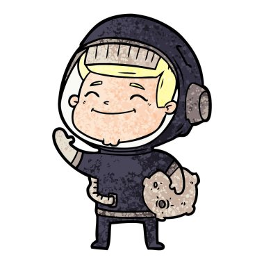mutlu karikatür astronot vektör çizim