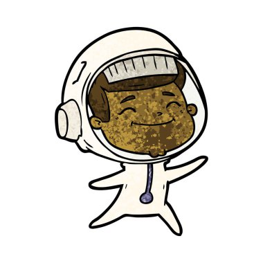 mutlu karikatür astronot vektör çizim