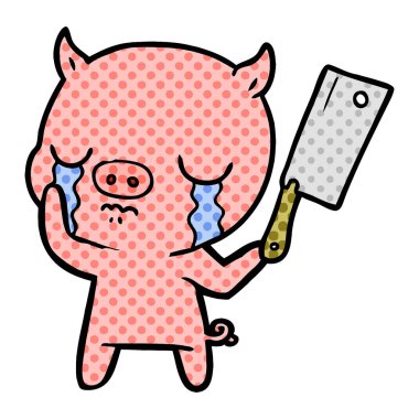 vektör çizim karikatür domuz ağlama