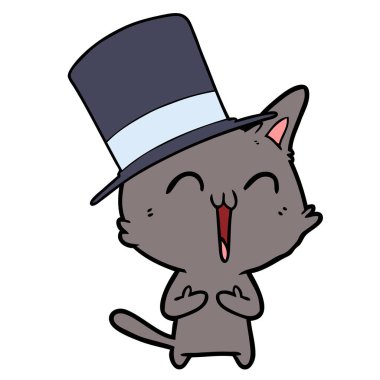 vektör çizim karikatür mutlu kedi