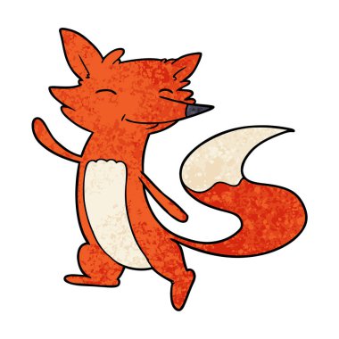 Vektör çizim karikatür mutlu Fox