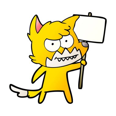 Tilki çizgi film karakteri protesto işareti ile