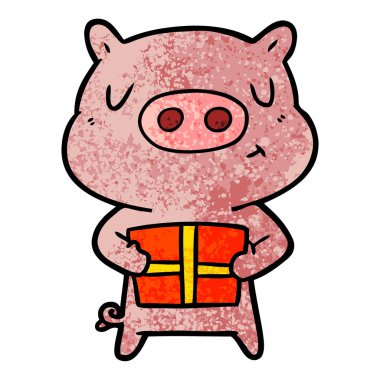 vektör çizim karikatür Noel domuz