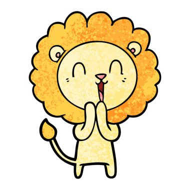 Aslan karikatür gülen vektör çizim