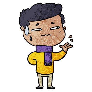 vektör çizim karikatür endişeli adam