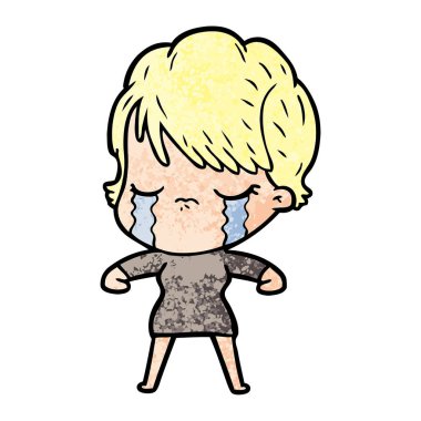 vektör çizim karikatür kadının ağladığını