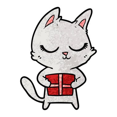 Sakin karikatür kedi vektör çizim