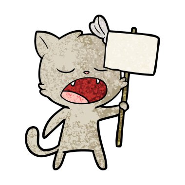 vektör çizim karikatür esneme kedi