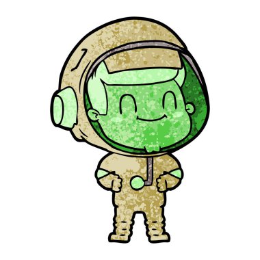 mutlu karikatür astronot adam