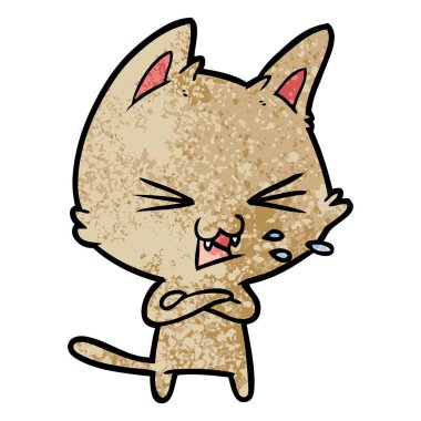 vektör çizim karikatür kedi tıslama