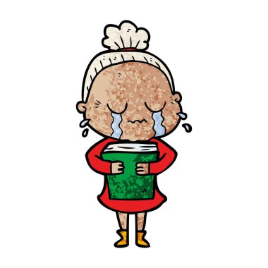 çizgi film ağlayan yaşlı kadın