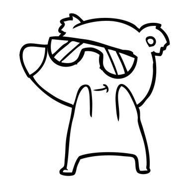 sevimli çizgi ayı güneş gözlüğü takıyor