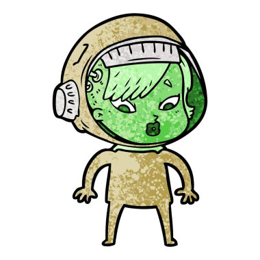 vektör çizim karikatür astronot kadın